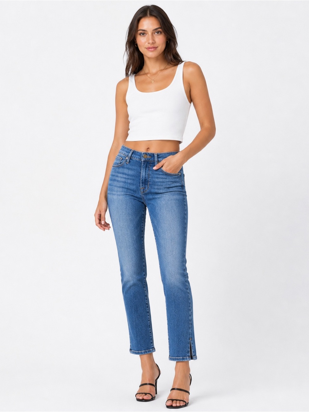 Frame Denim Le High Straight jeans with ankle slit